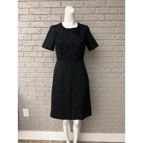 Lands End Women Black Lace Sheath Dress Size 4 - Picture 1 of 10
